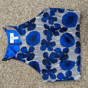 Badgley Mischka Belle Liliana Crop Top size 10 floral blue striped